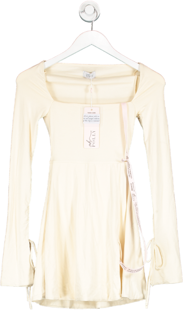 Oh Polly Cream Amryn Long Sleeve Mini Dress UK 4