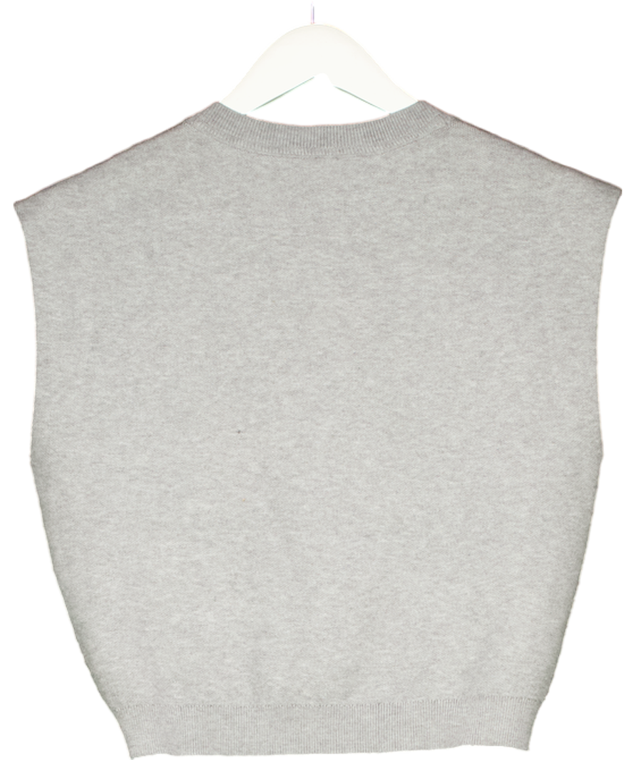 Anthropologie Grey Gathered Front Sleeveless Knit Vest UK XS