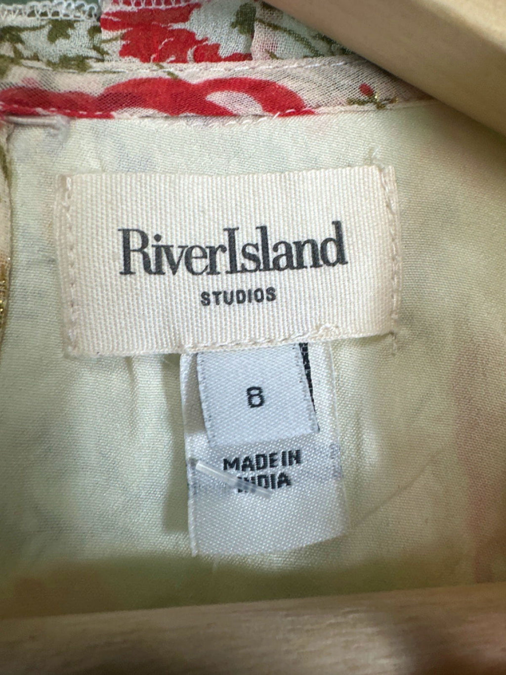 River Island Beige Floral Midi Dress UK 8