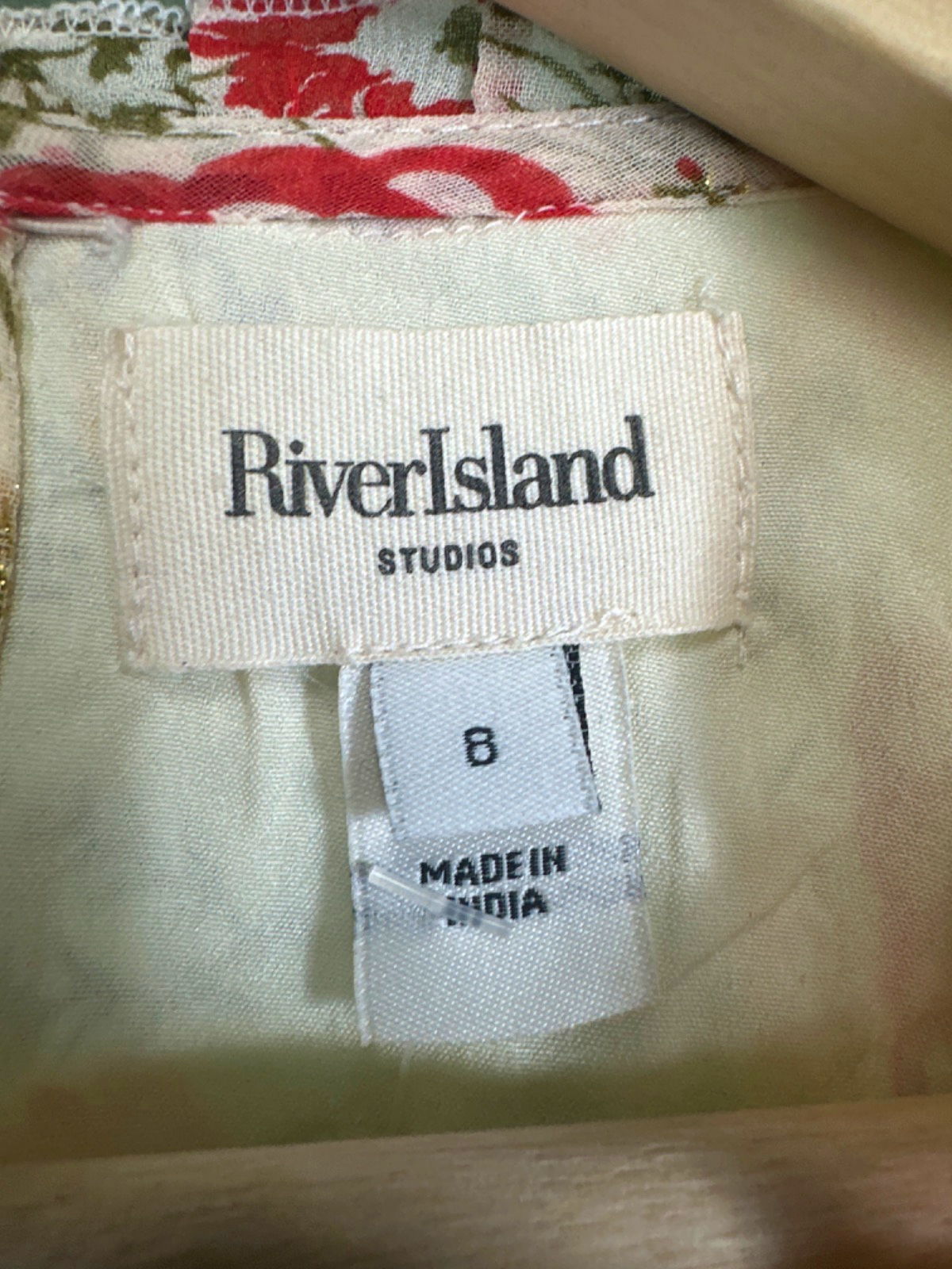 River Island Beige Floral Midi Dress UK 8