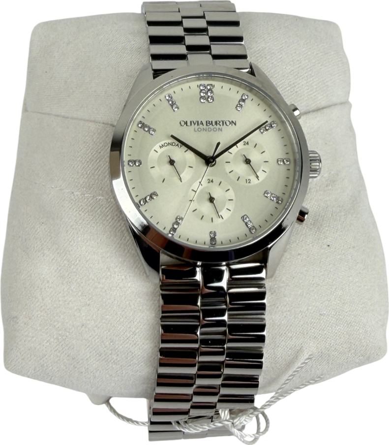 Olivia Burton Silver Sports Luxe 38mm City Classic Multifunction Silver Bracelet Watch