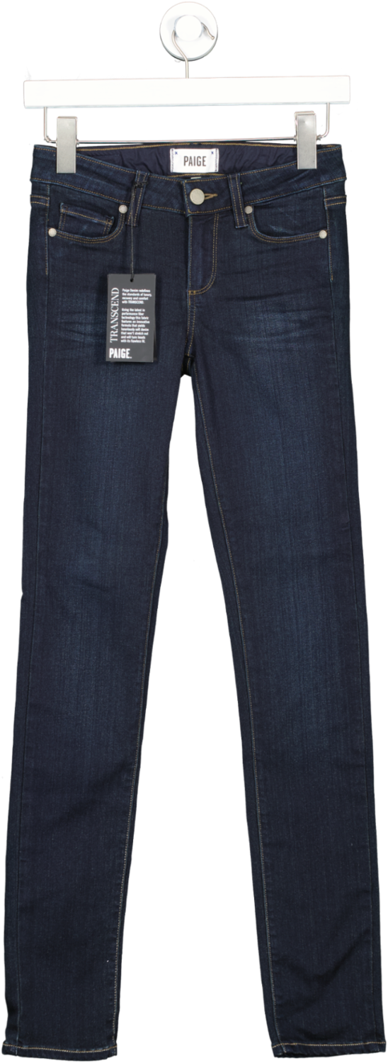PAIGE Dark Blue Skyline Mid-rise Skinny Jeans - Mona W24