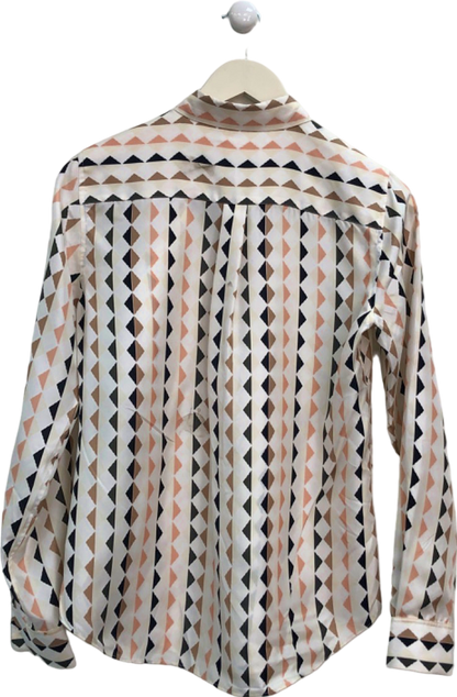 Theory Multi-Coloured Geometric Print Silk Blouse UK XS