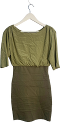 Alice + Olivia Olive Green Draped Bodice Dress UK Size 8