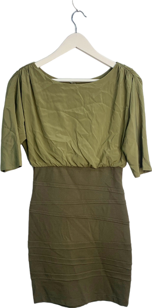 Alice + Olivia Olive Green Draped Bodice Dress UK Size 8