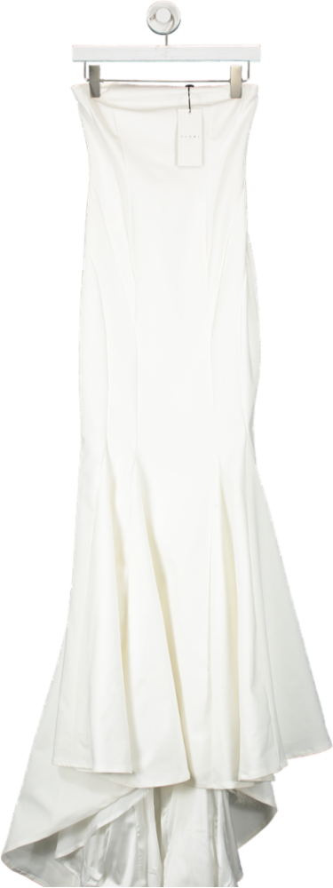 Club L White Fishtail Strapless Maxi Dress UK 6