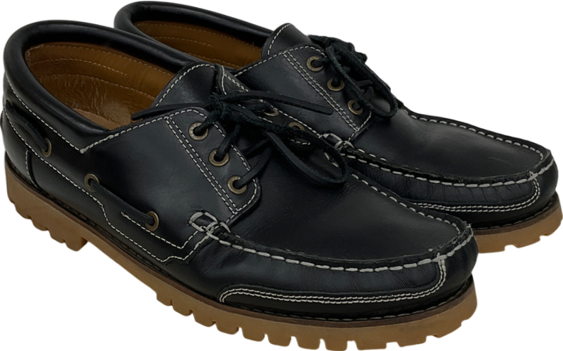 duke & dexter Black Commando-sole Leather Boat Shoe UK 11 EU 45 👞