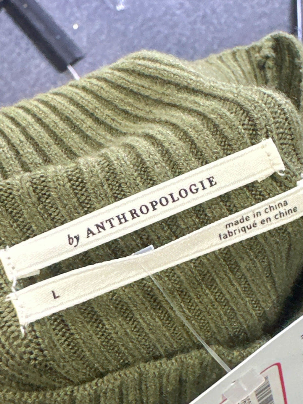 Anthropologie Green Ribbed Sweater Dress UK L