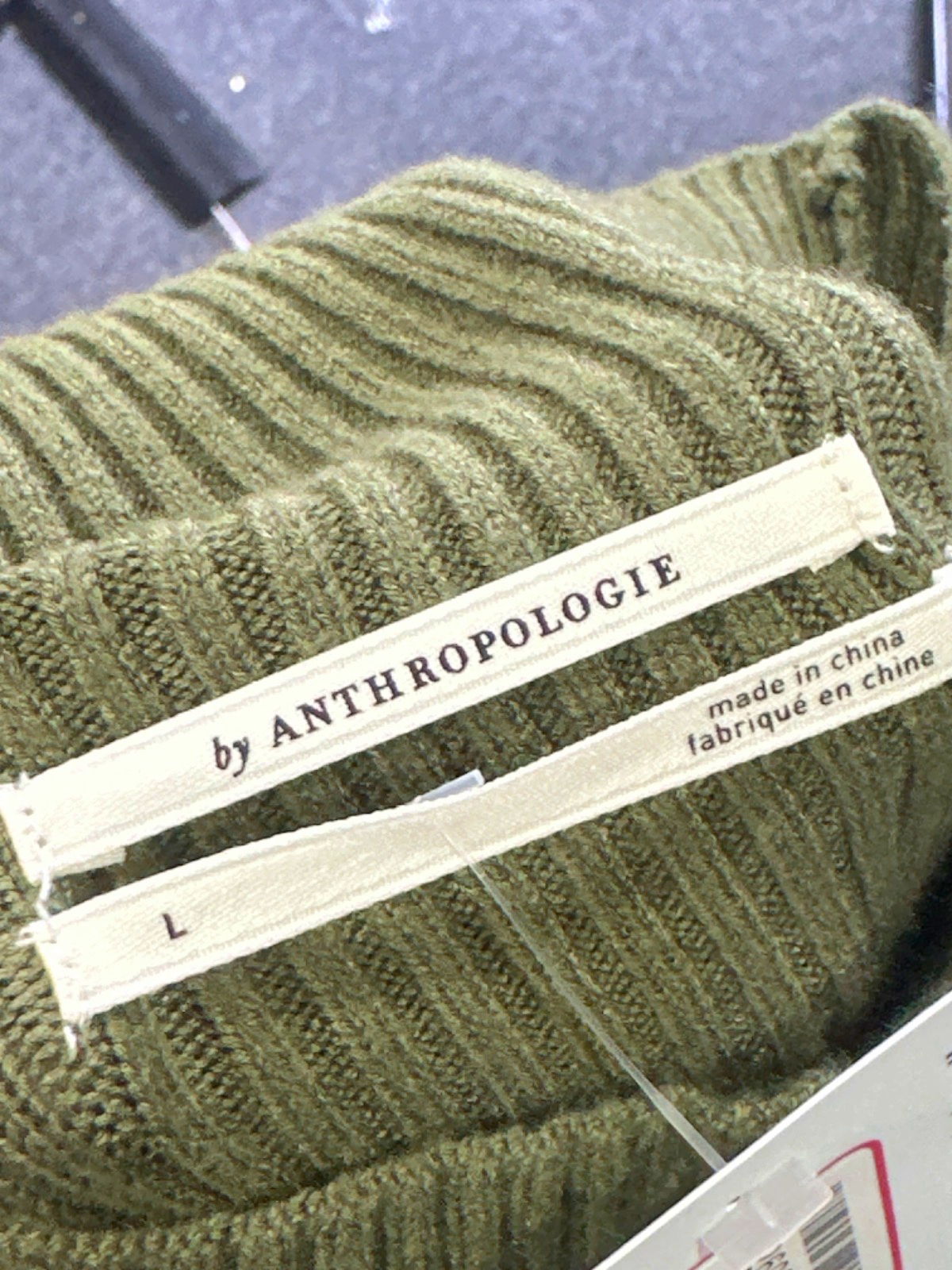 Anthropologie Green Ribbed Sweater Dress UK L