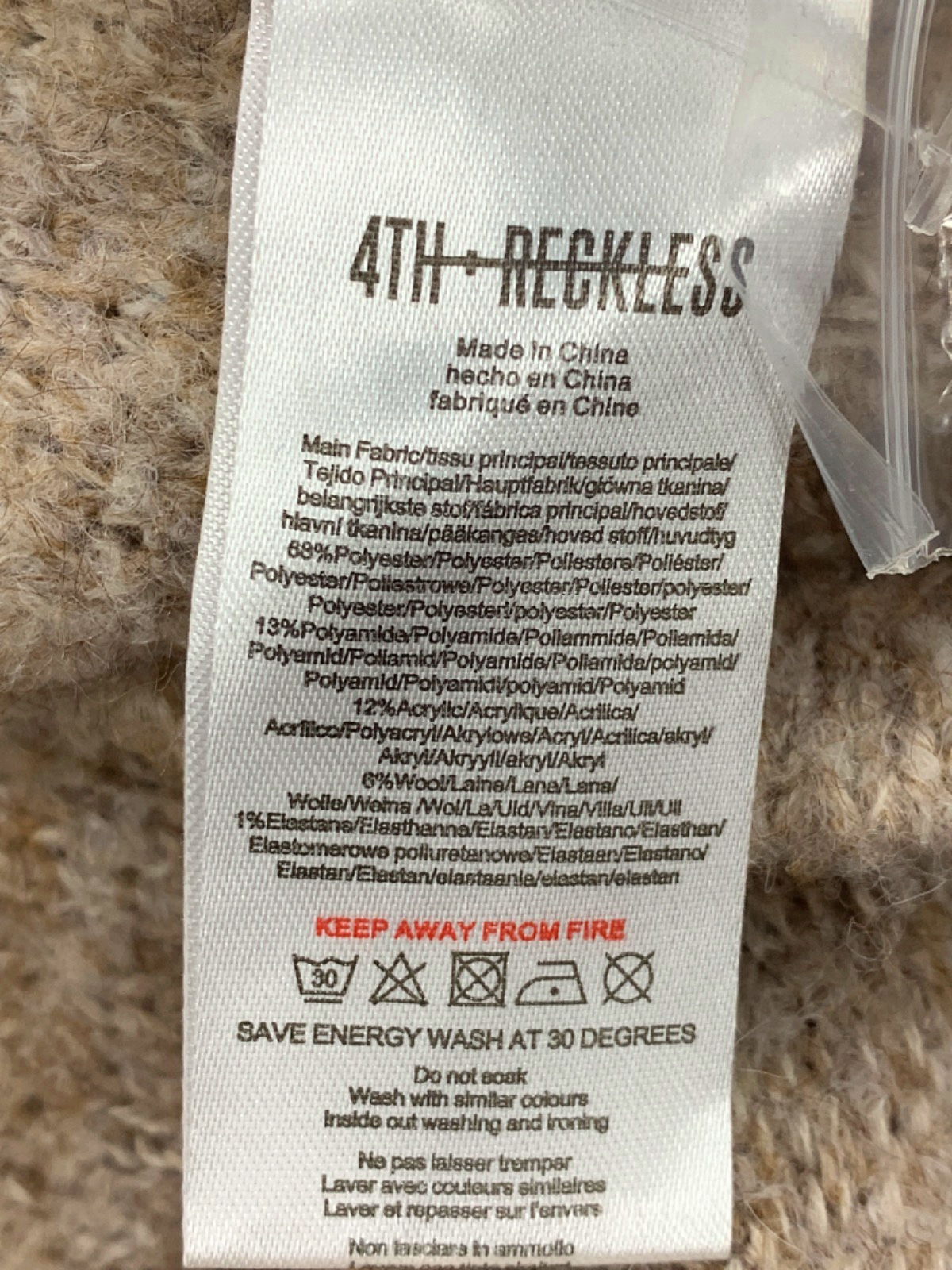 4th & Reckless Beige Cardigan UK 8