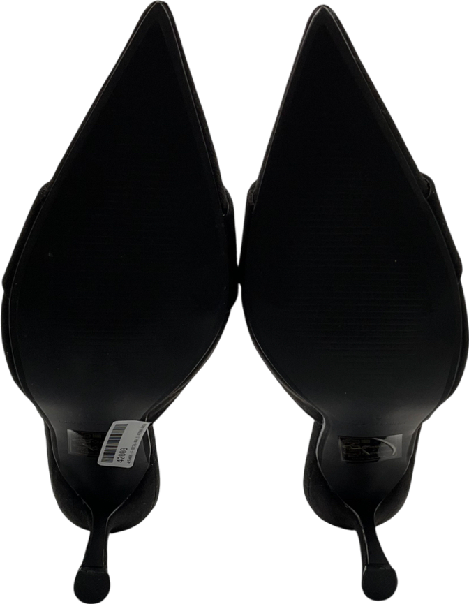 boohoo Black Covered Buckle Mule Court Shoes UK 6 EU 39 👠