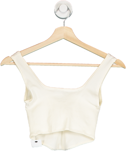 Urban Outfitters Cream Ribbed Cropped Tank Top UK XS/S
