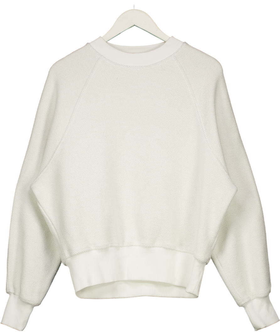 ABOUT:BLANK White Textured Embroidered Logo Sweatshirt UK XS