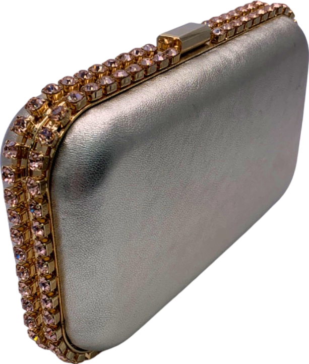 Rosantica Clio crystal-embellished leather clutch bag with shoulder chains
