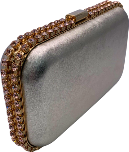 Rosantica Clio crystal-embellished leather clutch bag with shoulder chains