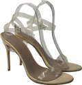House of CB Cream Ghost Clear Straps Beige Leather Sandals UK 7 EU 40 👠