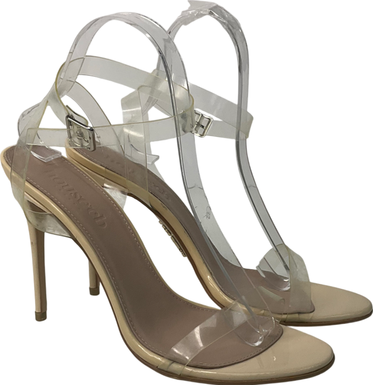 House of CB Cream Ghost Clear Straps Beige Leather Sandals UK 7 EU 40 👠