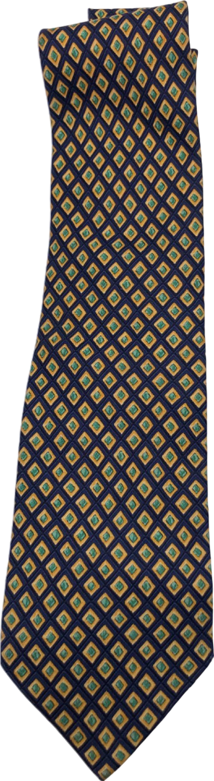 Salvatore Ferragamo Navy Yellow Blue Diamond Pattern Tie