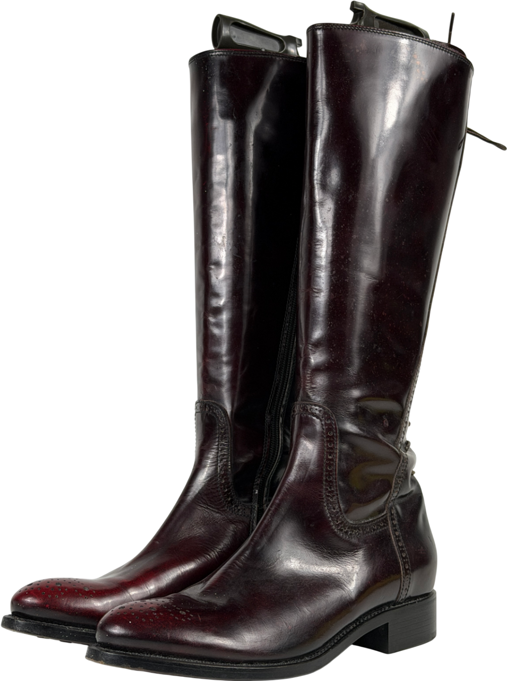 Attilio Giusti Leombruni Red Leather Knee-high Riding Boots With Brogue Detail UK 6 EU 39 👠
