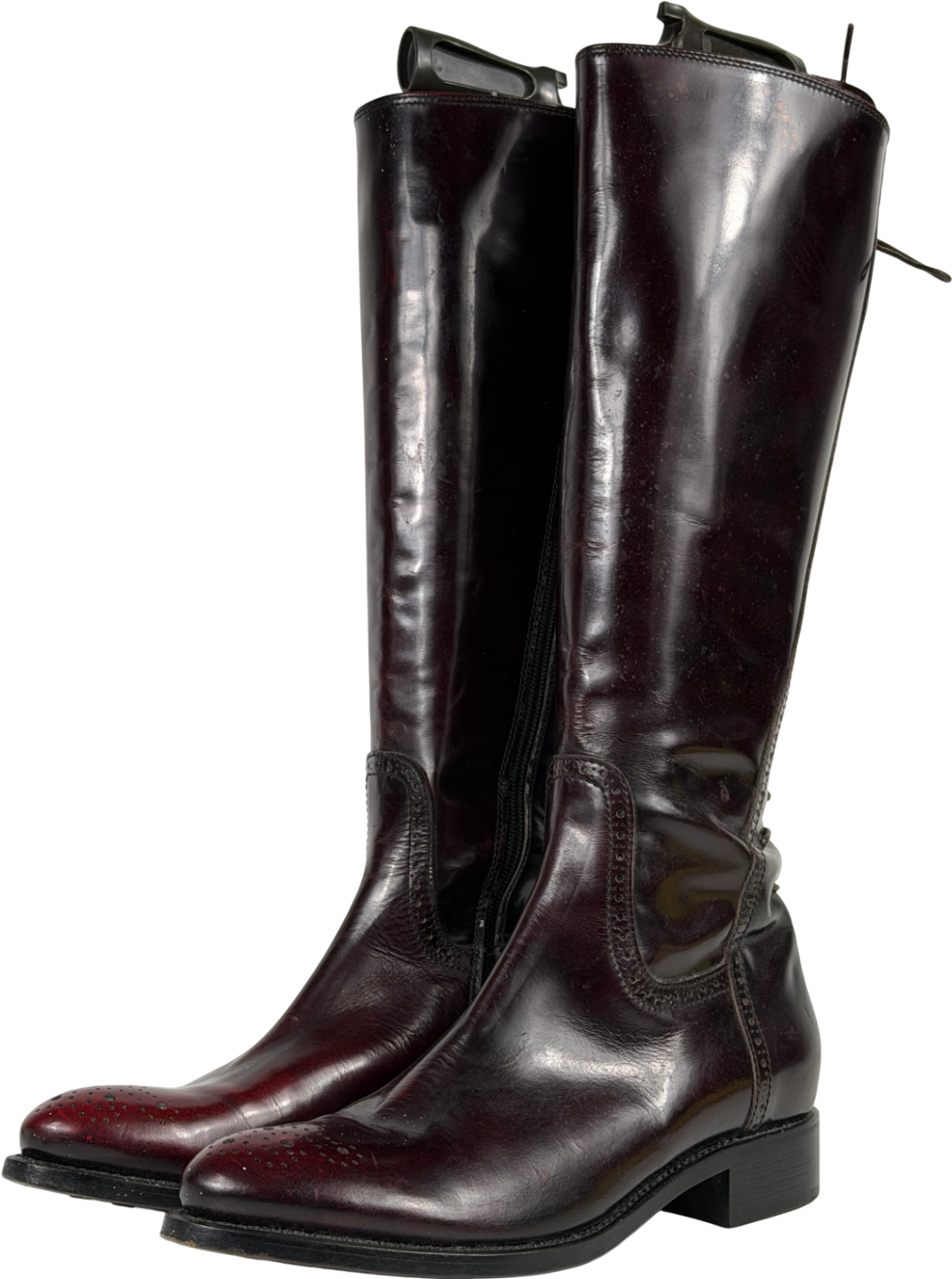 Attilio Giusti Leombruni Red Leather Knee-high Riding Boots With Brogue Detail UK 6 EU 39 👠