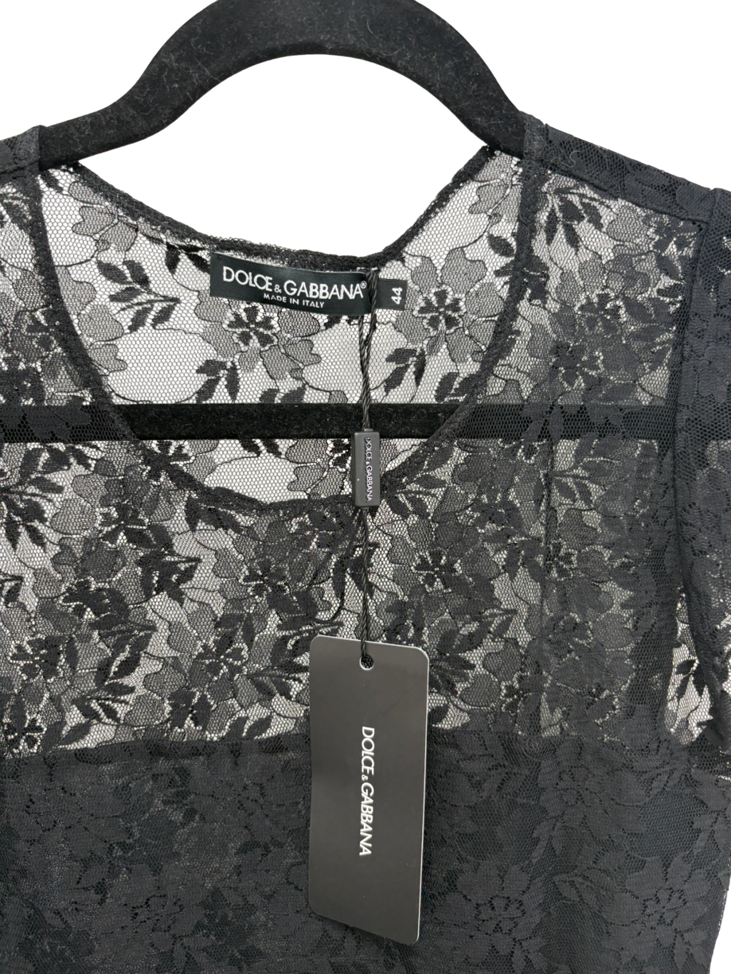 Dolce & Gabbana Black Lace Sleeveless Blouse UK 12