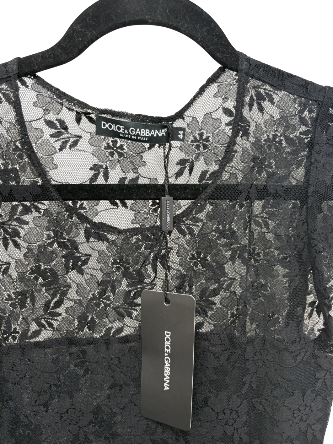 Dolce & Gabbana Black Lace Sleeveless Blouse UK 12