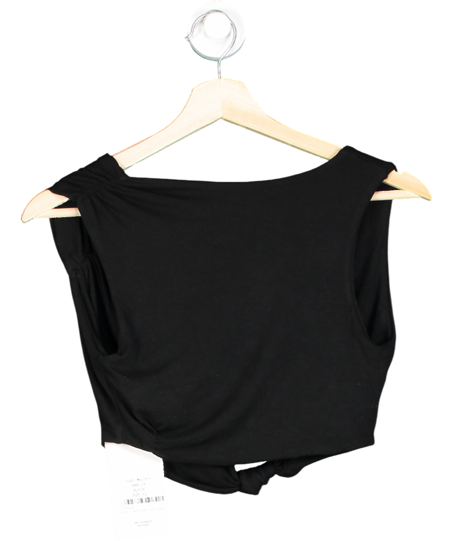 Bayse Black Pamplona Cropped Slim-fit Stretch-woven Top UK XS