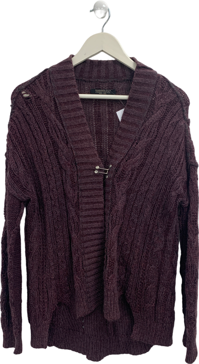 AllSaints Purple Burgundy Knitted Cardigan UK 8