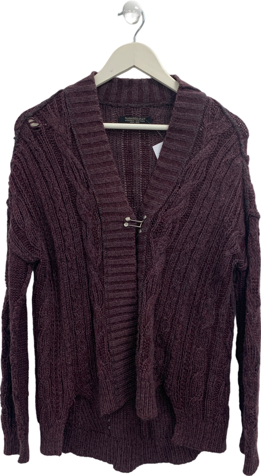 All Saints Purple Burgundy Knitted Cardigan UK 8