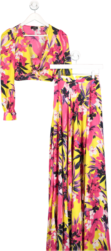 Nadine Merabi Yellow Floral Tie Top And Maxi Skirt UK XS