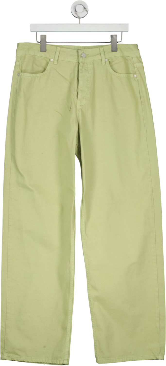 boohooMan Green Baggy Fit Overdye Jeans W34