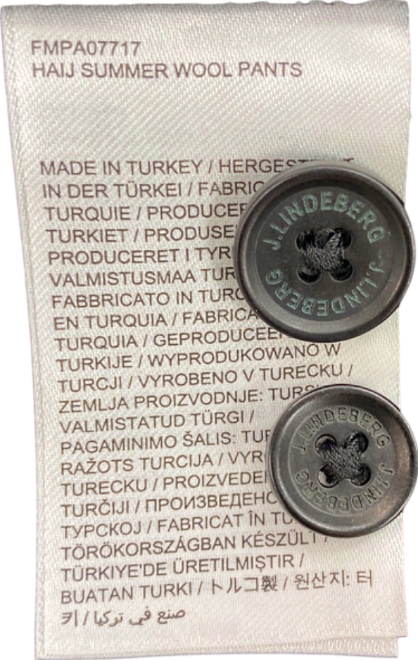 J.Lindeberg Black Haj Wool-Blend Summer Pants UK W32