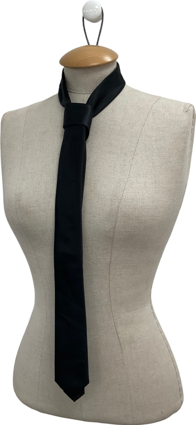 Hisdern Black Solid Colour Tie One Size