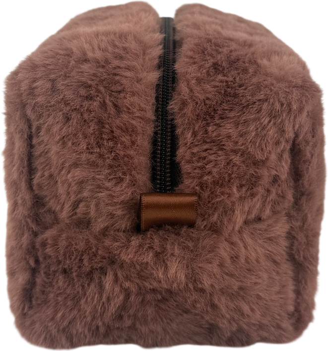 Clinique Brown Fluffy Makeup Bag One Size