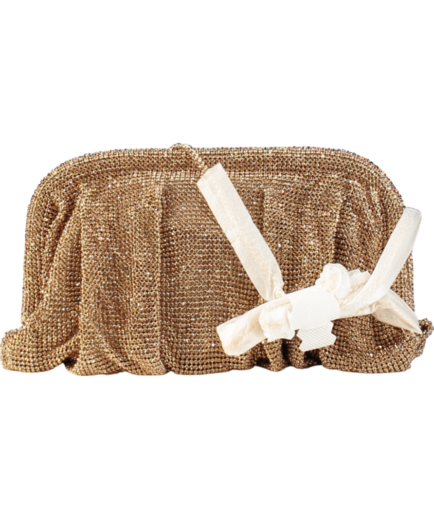 FOREVER NEW Metallic Signature Brielle Embellished Ruched Clutch Bag