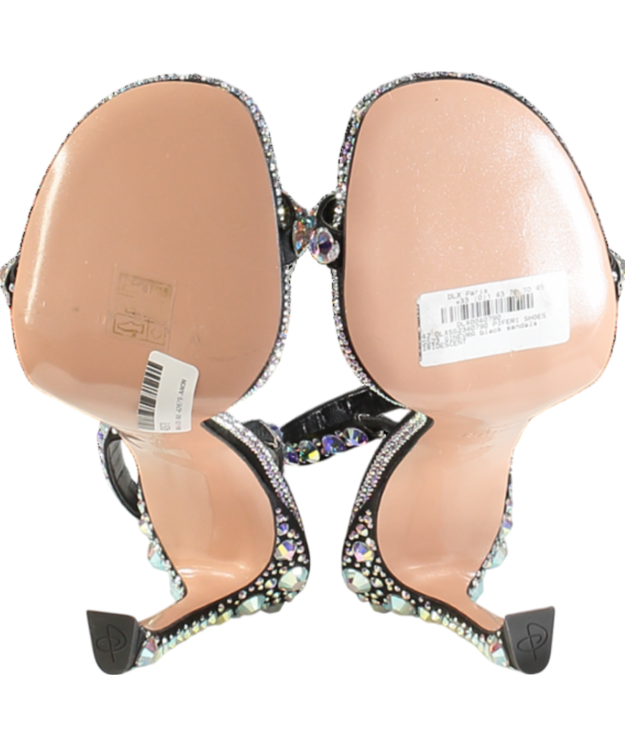 PIFERI Black Ginevra 100 Crystal Sandals UK 9 EU 42 👠