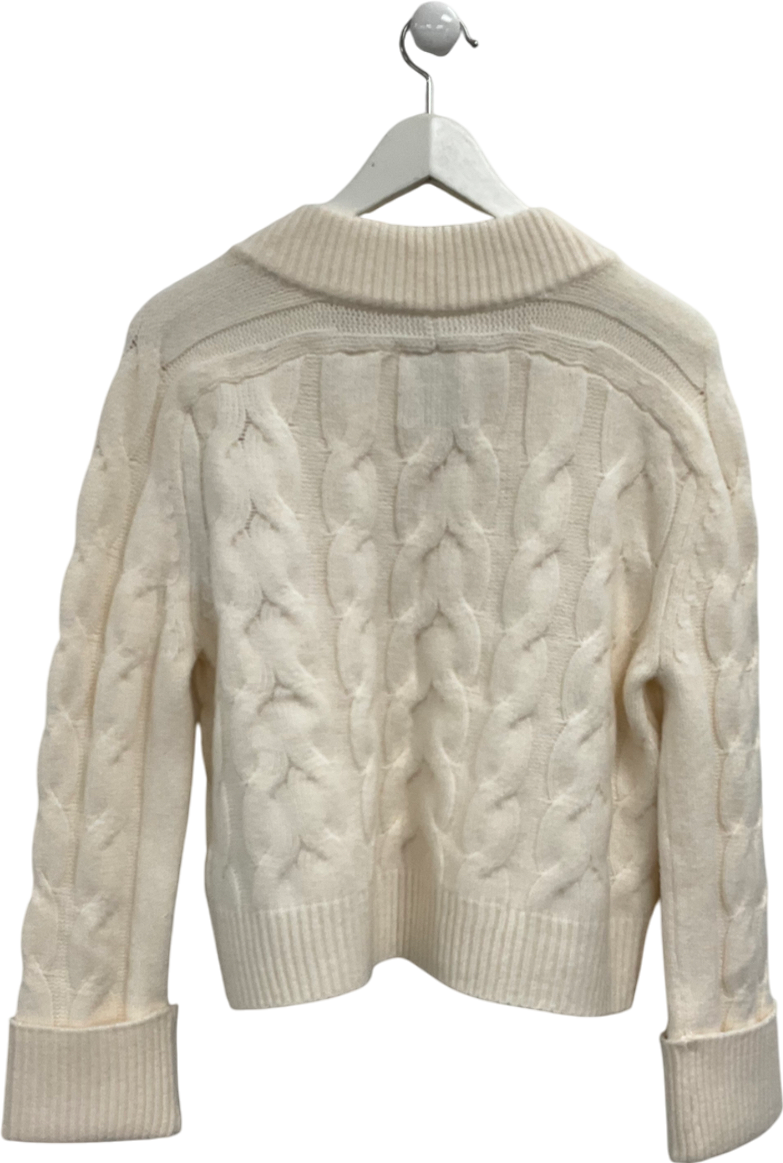 Abercrombie & Fitch Cream Easy V-neck Cable Sweater UK S