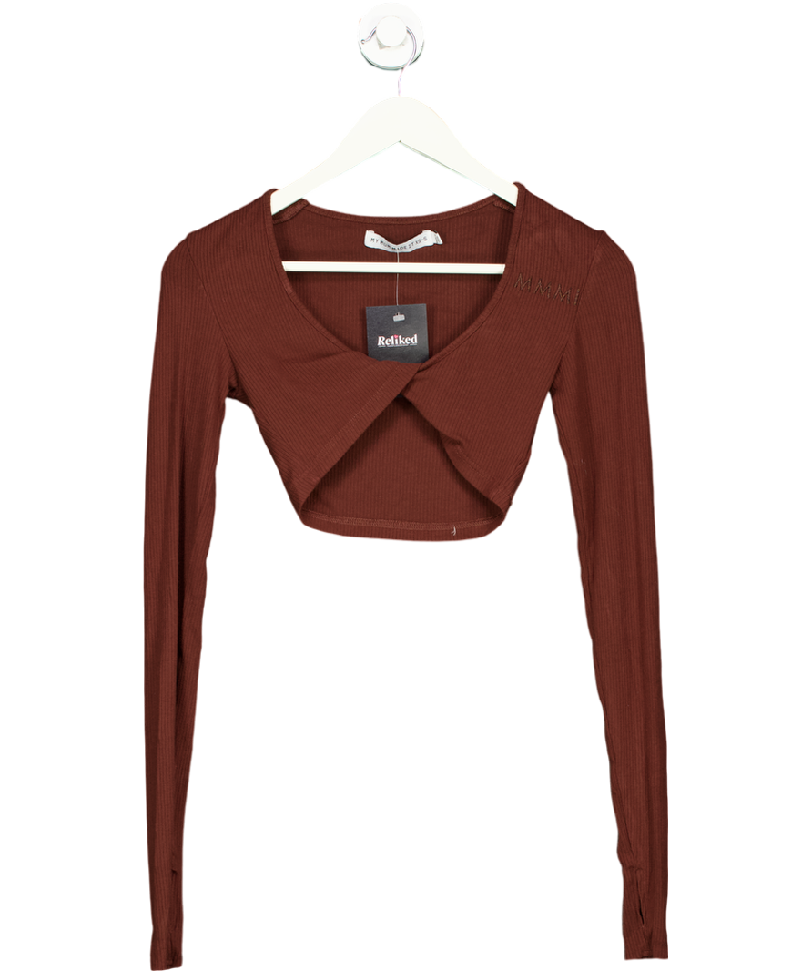 My mum made it Brown Long Sleeved Twist Top UK XS/S