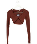 My mum made it Brown Long Sleeved Twist Top UK XS/S