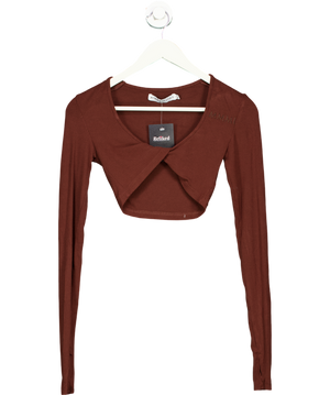 My mum made it Brown Long Sleeved Twist Top UK XS/S