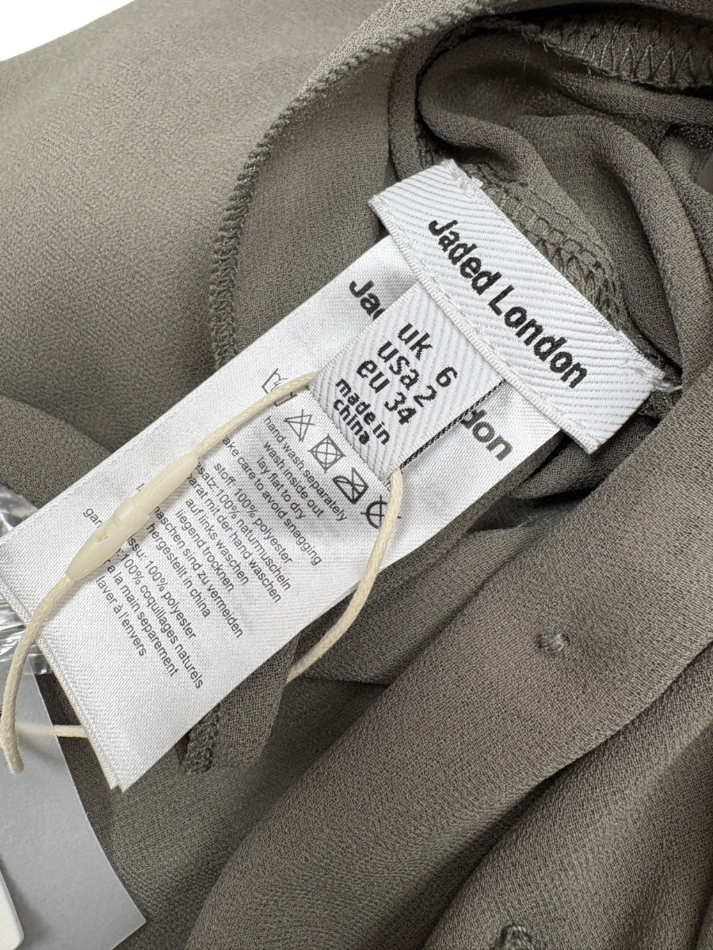 Jaded London Grey Shell Button Embellished Woven Mini Dress UK 6