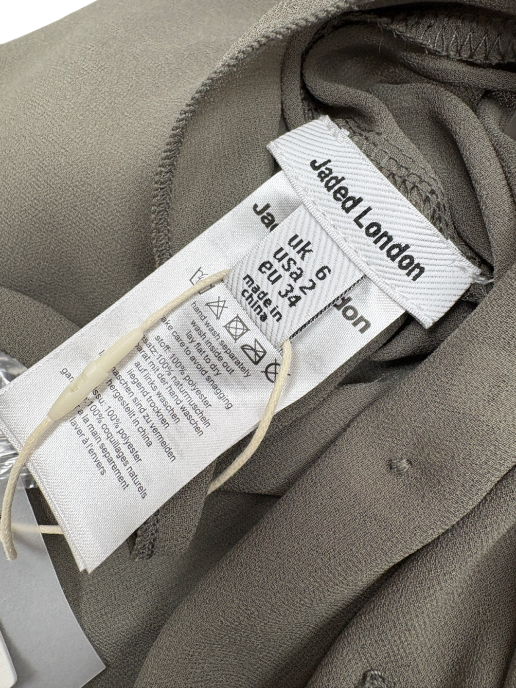 Jaded London Grey Shell Button Embellished Woven Mini Dress UK 6