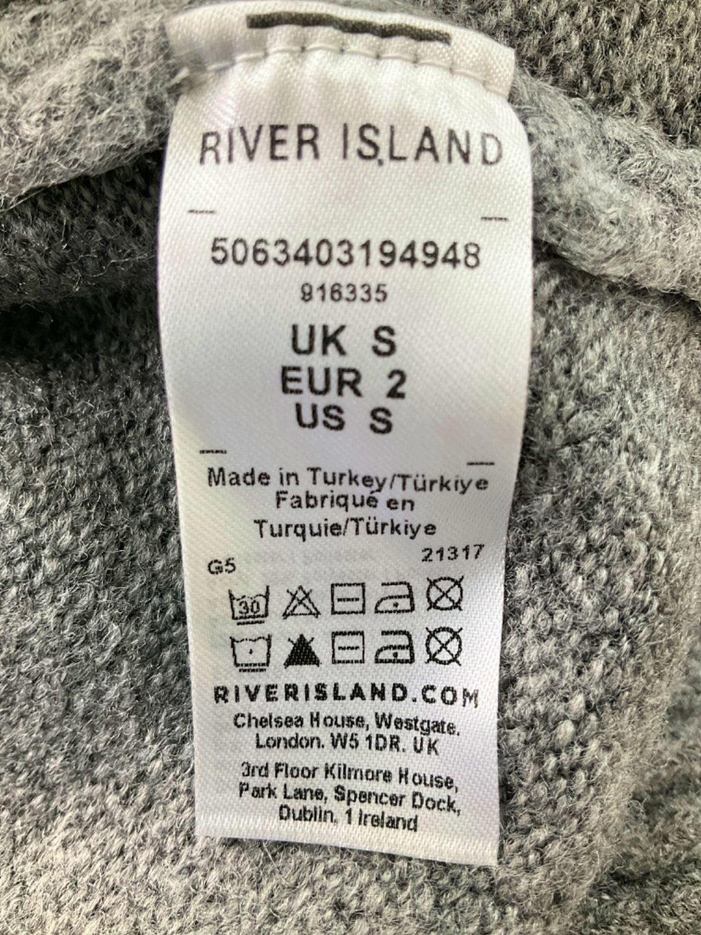 River Island Grey Marl Relaxed Jumper UK S