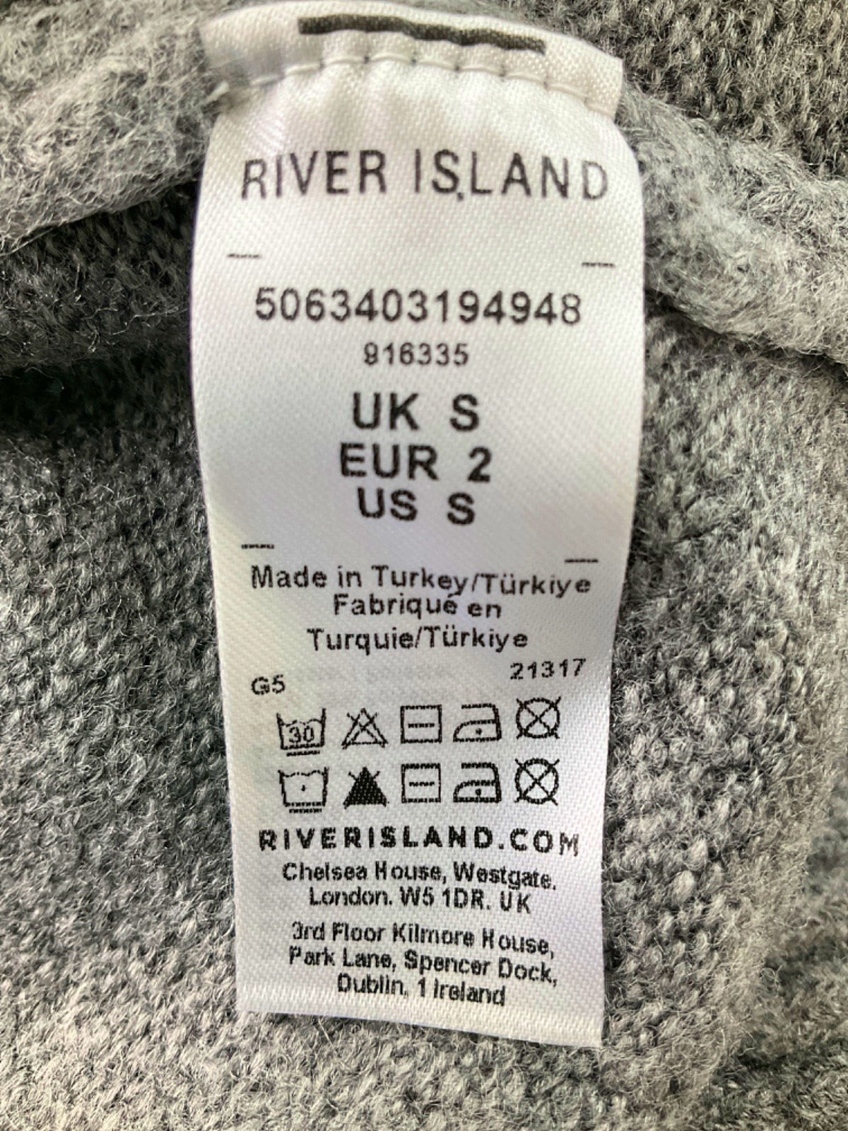 River Island Grey Marl Relaxed Jumper UK S