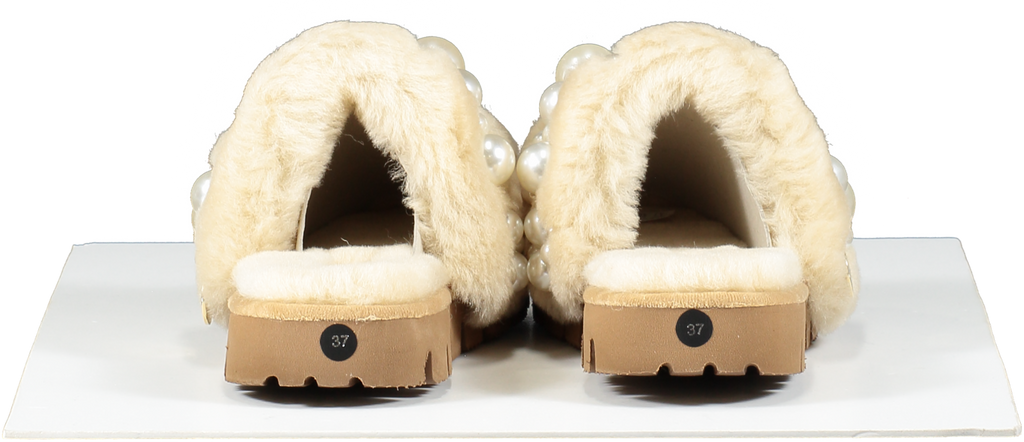 Alameda Turquesa Beige Luxury Pearl Embellished Shearling Mules BNIB UK 3 EU 36 👠