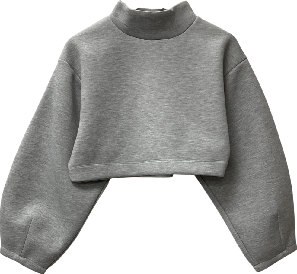 ASOS Grey Super Crop Sweatshirt In Ice Marl UK S