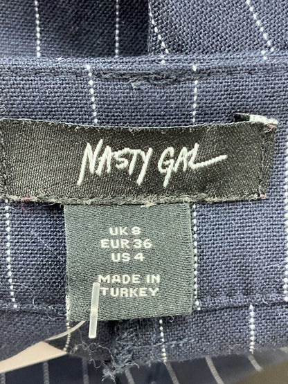 Nasty Gal Navy Pinstripe Trousers UK 8