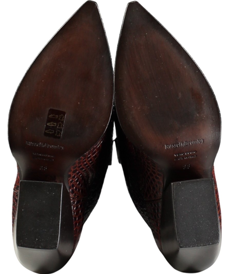 Russell & Bromley Brown Saloon Knee High Crocodile Western Boots UK 5 EU 38 👠