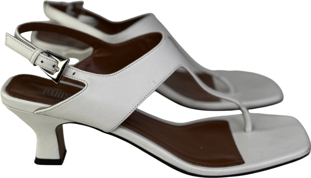 PARIS TEXAS White Portofino Leather Sandals UK 4.5 EU 37.5 👠