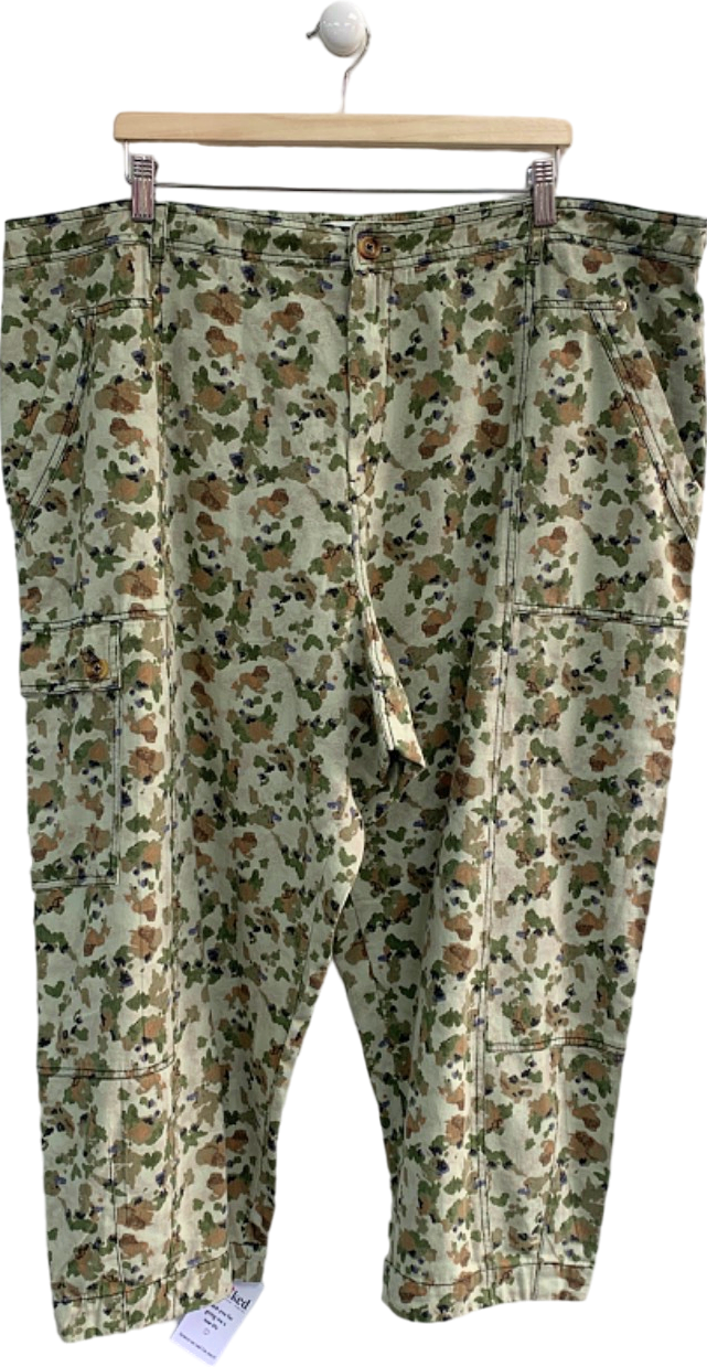 Anthropologie Green Camouflage Print Trousers UK 26W